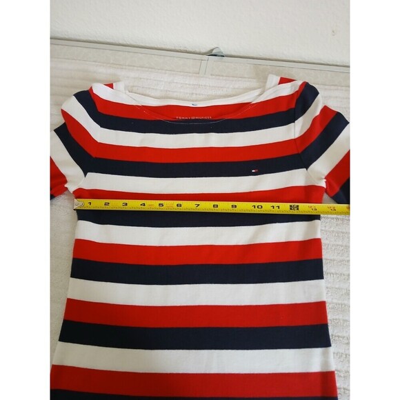 Tommy‎ Hilfiger Womens Blue Striped 3/4 Sleeve Boat Neck Blouse Top XS Nautical - Picture 10 of 15